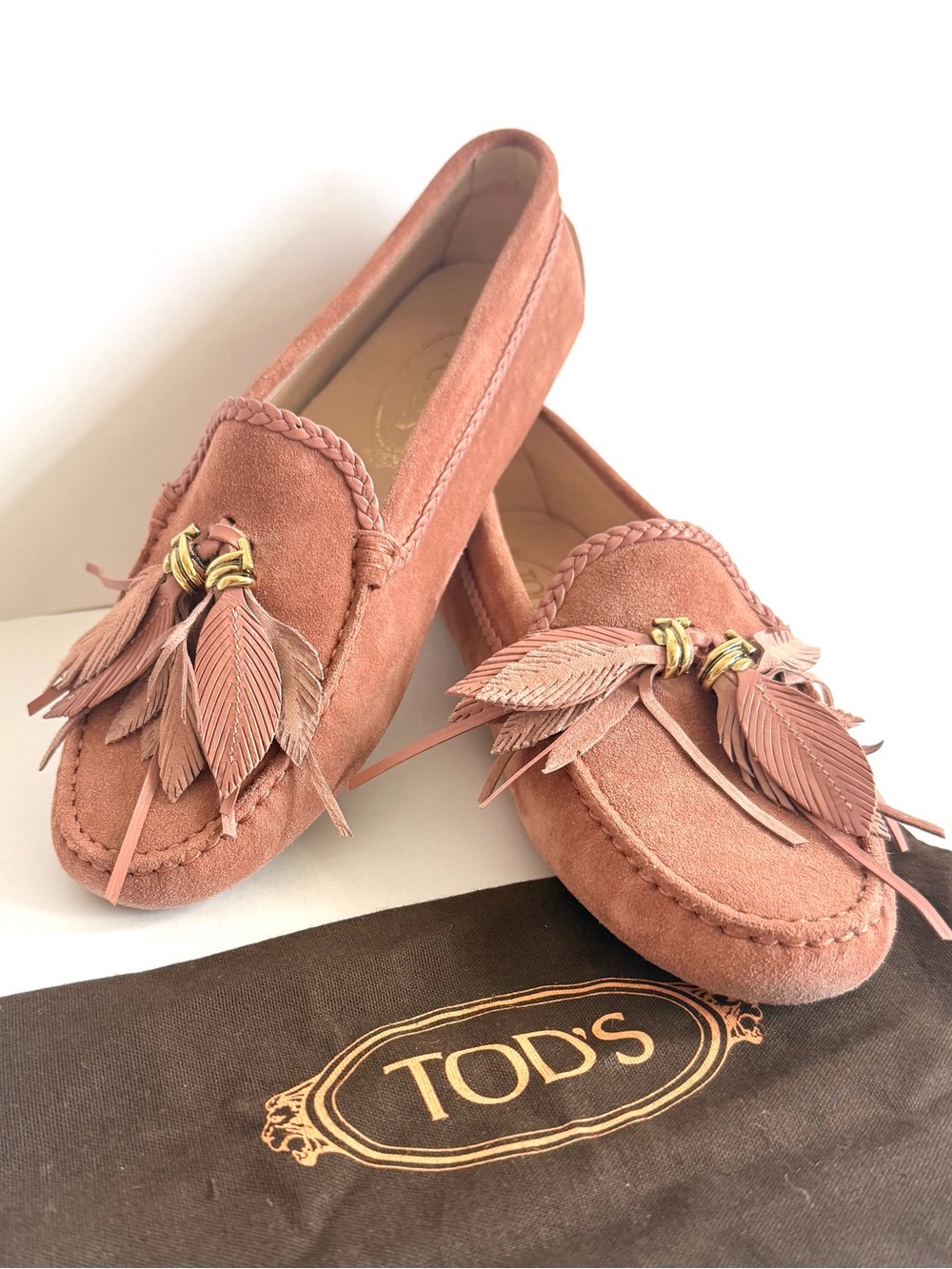 TOD’S Gommino Suede Driving Loafers Pink EU 38 Made in Italy